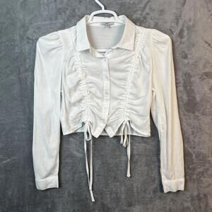 Blashe Womens Cropped Shirt Size Medium Bohemian Y2K Light‎ Academia Victorian